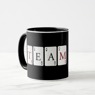 MUG TRAVAIL D'ÉQUIPE. ENSEMBLE ÉQUIPE POUR GAGNER. BOU
