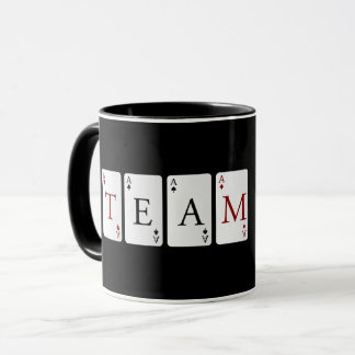 MUG TRAVAIL D'ÉQUIPE. ENSEMBLE ÉQUIPE POUR GAGNER. BOU