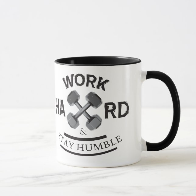 Mug Travail dur rester humble - Dumbbell (Droite)