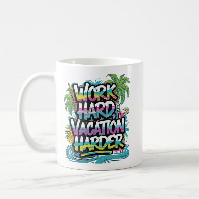 Mug "Travaille dur, Joue du dur déco" (Gauche)