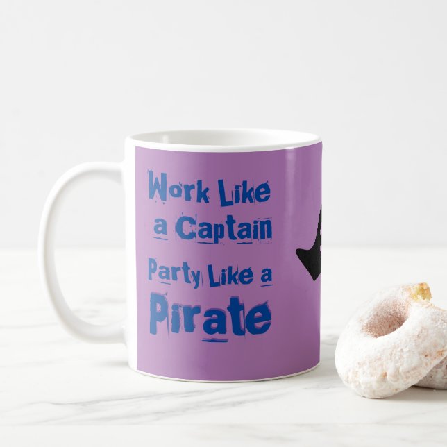 Mug Travailler comme un capitaine...Drôle Citation de  (Avec donut)