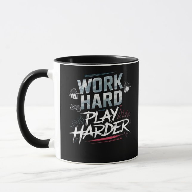 Mug Travailler dur et jouer dur classique (Gauche)