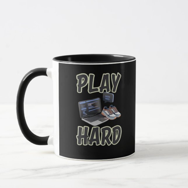 Mug Travailler Dur Jouer Si Dur Motivation Technique E (Gauche)