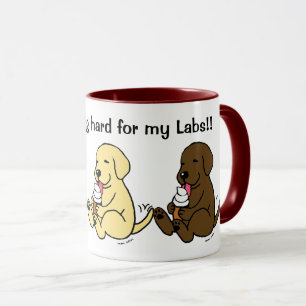 Mug Travailler dur pour mes labos !! Trois Labradors M