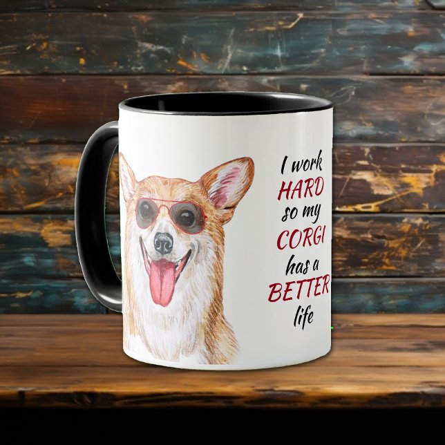 Mug Travailler dur pour mon chien de Corgi (Créateur téléchargé)