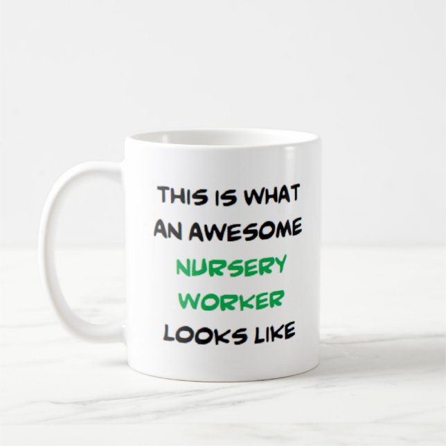 Mug travailleur de garderie, génial (Gauche)
