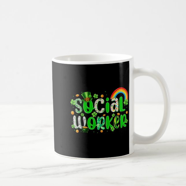Mug travailleur social de la Saint-Patrick chance trèf (Droite)
