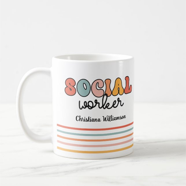 Mug Travailleur social rétro personnalisé (Gauche)