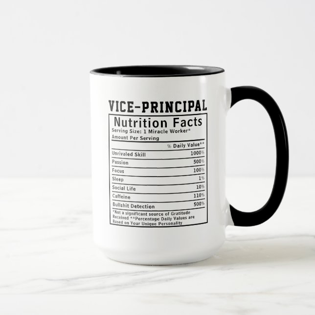 Mug Travailleuse de bureau drôle Faits nutritionnels d (Droite)