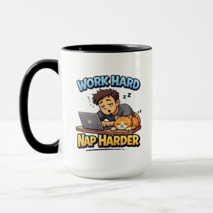 Mug Travaillez Dur Dormez Encore Plus Fort Chat Drôle 