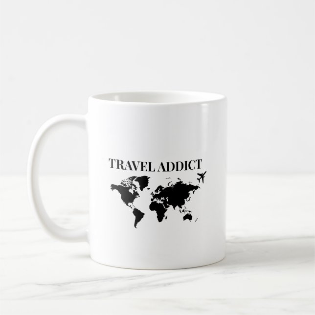 Mug Travel addict - world travel gift (Gauche)