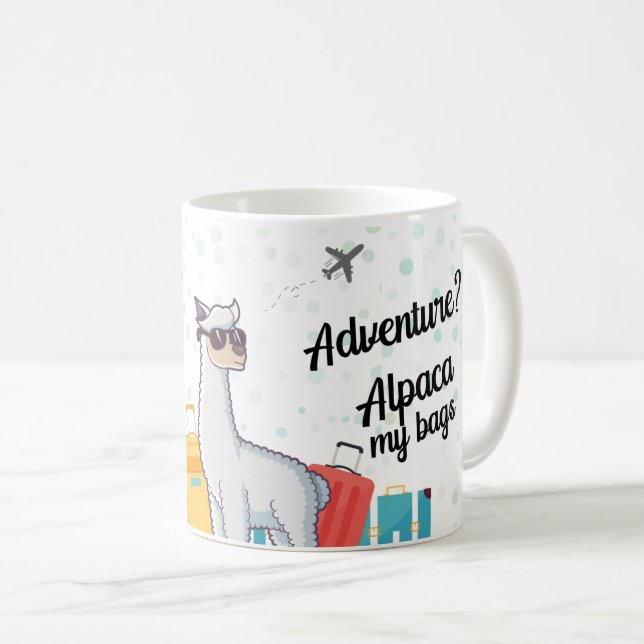 Mug Travel Adventure Attend Amusant Alpaca (Devant droit)