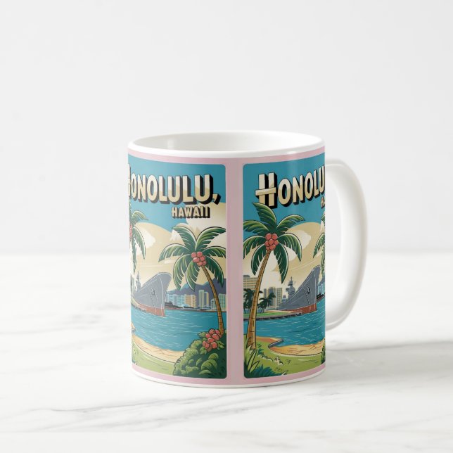 Mug Travel Honulu, Hawaii cadeaux de plage tropicale (Devant droit)