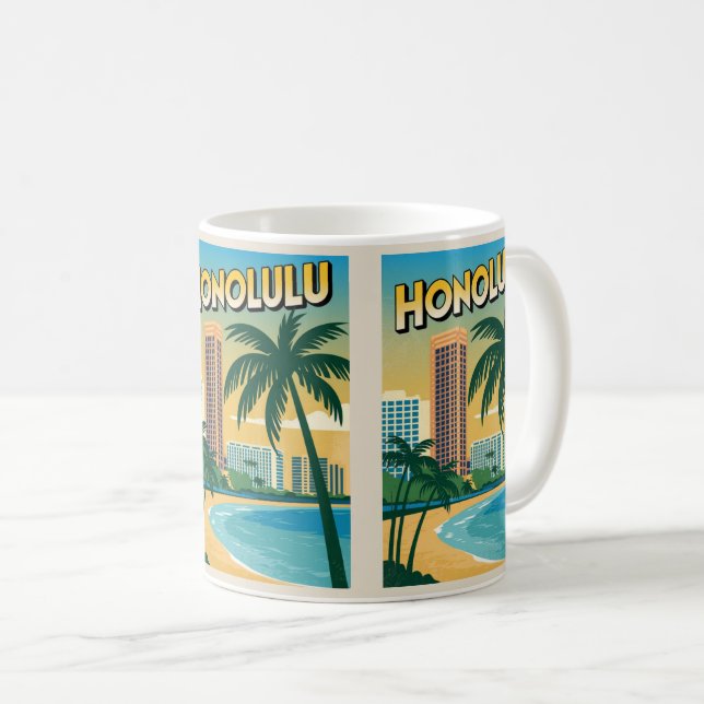 Mug Travel Honulu, Hawaii cadeaux de plage tropicale (Devant droit)