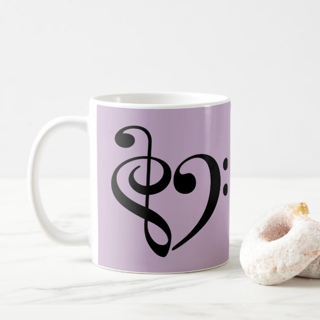 Mug Treble Clef Bass Clef Music Notes Coeur musical (Avec donut)