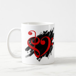 Mug Treble Clef Bass Clef Musical Heart Grunge Baid
