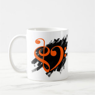 Mug Treble et Bass Clef Coeur de musique Orange