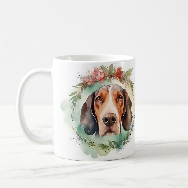 Mug Treeing Walker Christmas Wreath Festive Pup (Gauche)