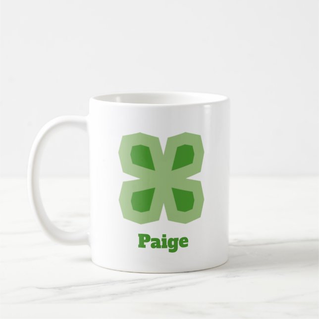 Mug Trèfle à quatre feuilles chanceux de style vert cl (Gauche)