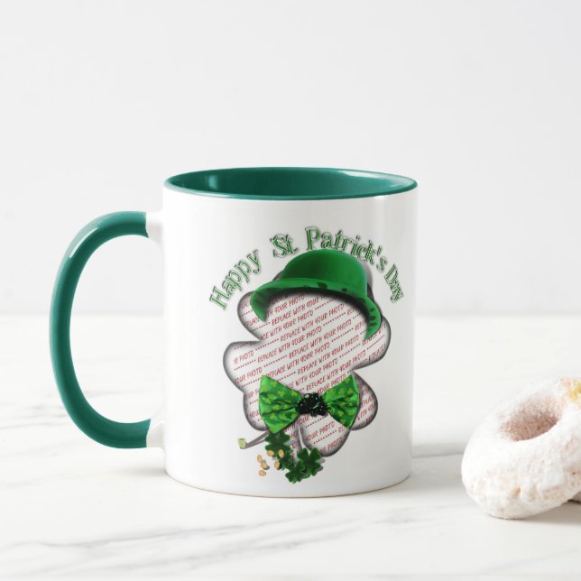 Mug Trèfle à quatre feuilles Photo de la Saint-Patrick (Avec donut)