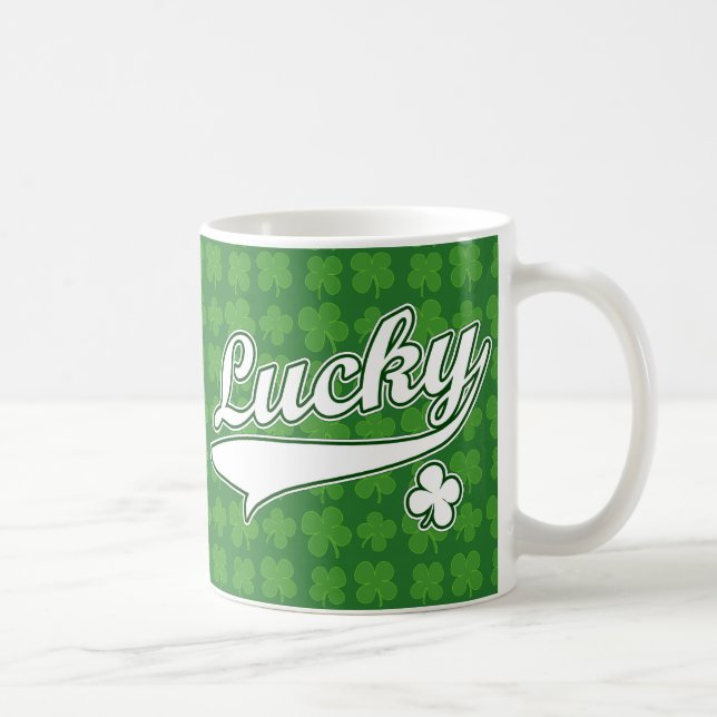 Mug Trèfle chanceux, vert/du blanc 4 feuille (Droite)