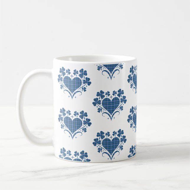 Mug Trèfle en forme de cœur à carreaux bleus Clover Cl (Gauche)