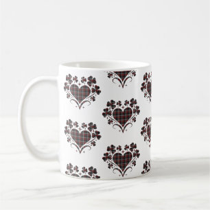 Mug Trèfle en forme de cœur à carreaux noir Clover Cla
