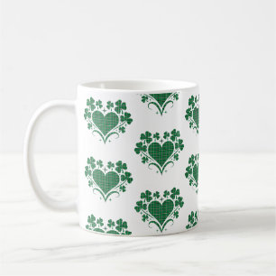 Mug Trèfle en forme de cœur à carreaux vert classique