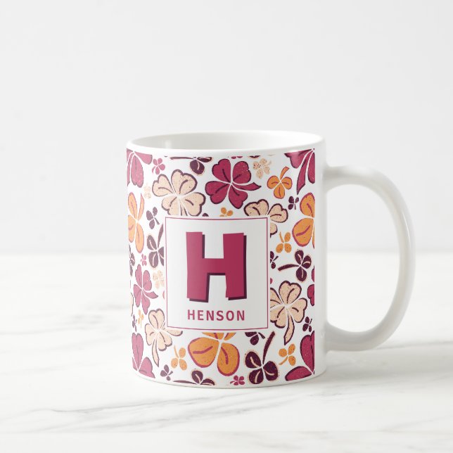 Mug Trèfle Rouge Shamrock Monogrammé St. Patrick`s Day (Droite)