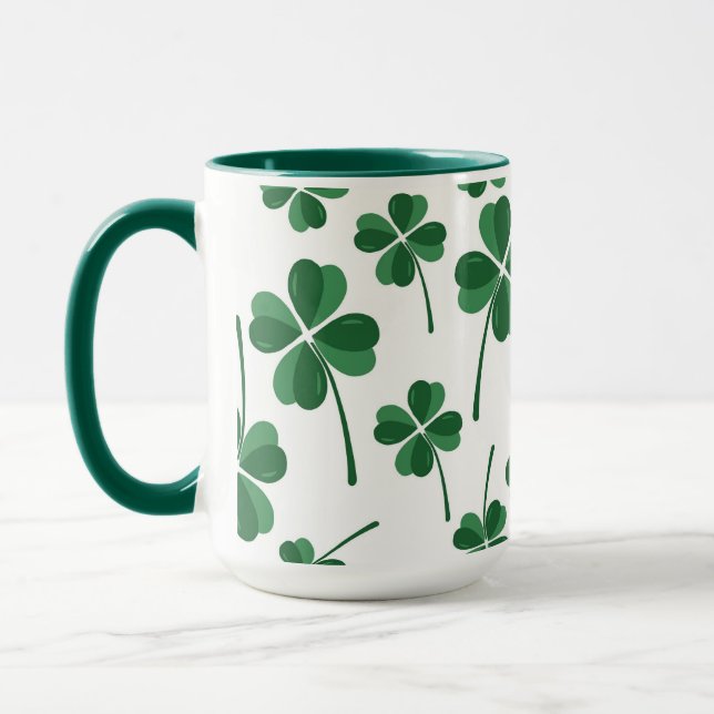 Mug trèfles verts chanceux (Gauche)