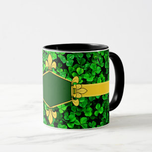 Mug Trèfles verts d'Irlande, ajoutez monogramme/initia