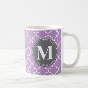 Mug Treillis marocain monogramme à Lilac / Gris