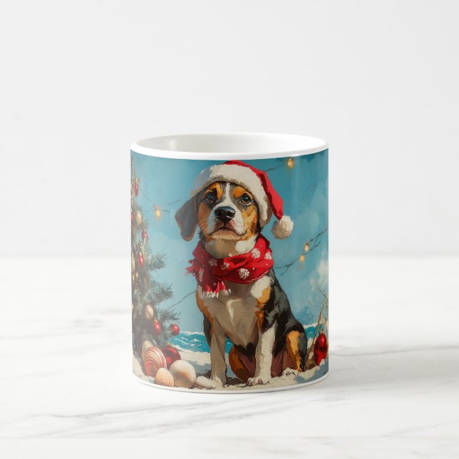 Mug Treking Walker Coonhound Noël Vintage Beach (Centre)