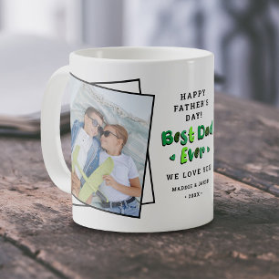 Mug Trendy 2 Photo 'Meilleur Papa Jamais Garder Fête d