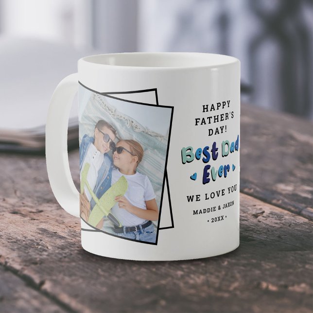 Mug Trendy 2 Photo 'Meilleur Papa Jamais Garder Fête d (Créateur téléchargé)