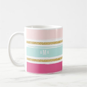 Mug Trendy Brush Stripes avec Parties scintillant d'or