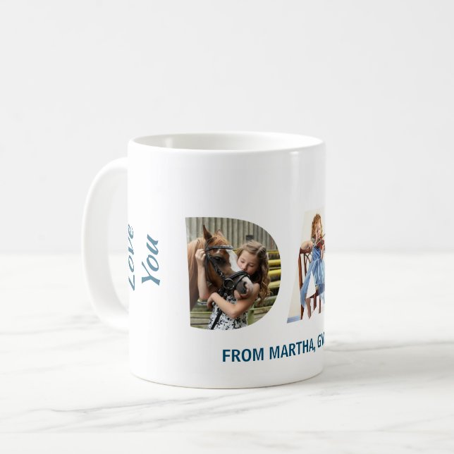 Mug Trendy DAD Transparent Love You Dad 3 Photos (Devant gauche)