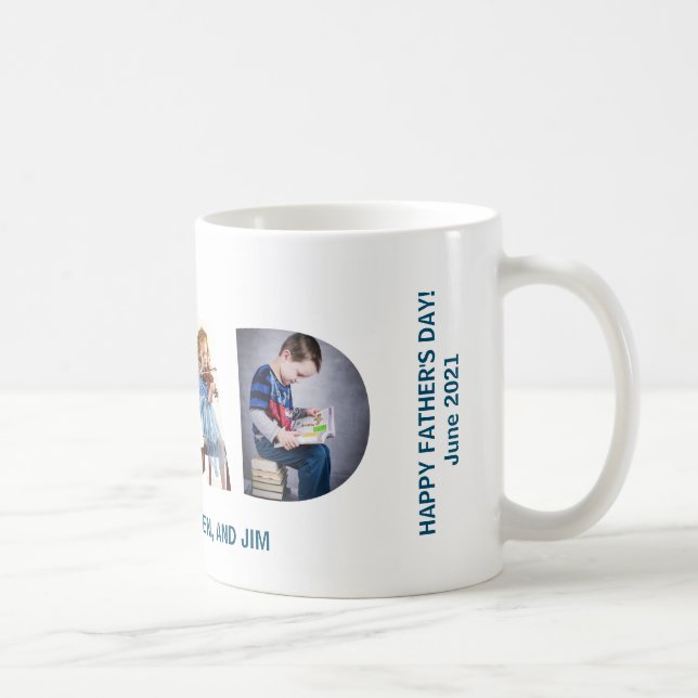 Mug Trendy DAD Transparent Love You Dad 3 Photos Coeur (Droite)