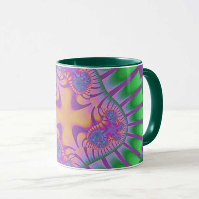 Mug Trendy Green, Purple et Fractal Orange (Devant droit)