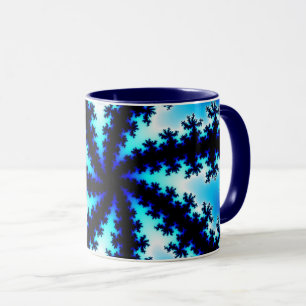 Mug Trendy Navy Blue and White Fractal