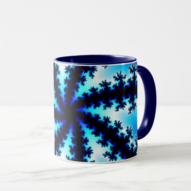 Mug Trendy Navy Blue and White Fractal (Devant droit)