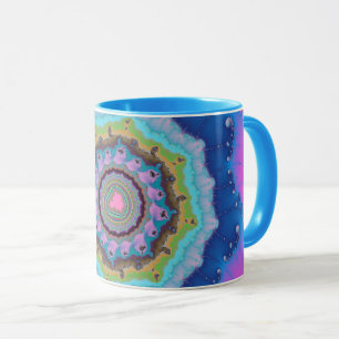 Mug Trendy rose et bleu fractal