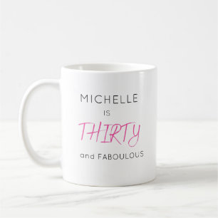 Mug Trente Ans Anniversaire Personnalisé Nom Rose Élég