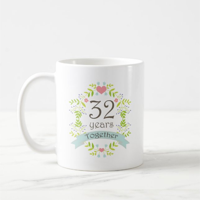 Mug trente-deuxième Boisson de souvenir d'anniversaire (Gauche)