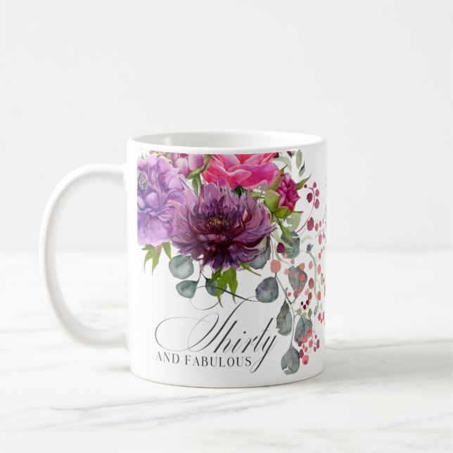 Mug Trente et fabuleux Elégant Floral 30e anniversaire (Gauche)