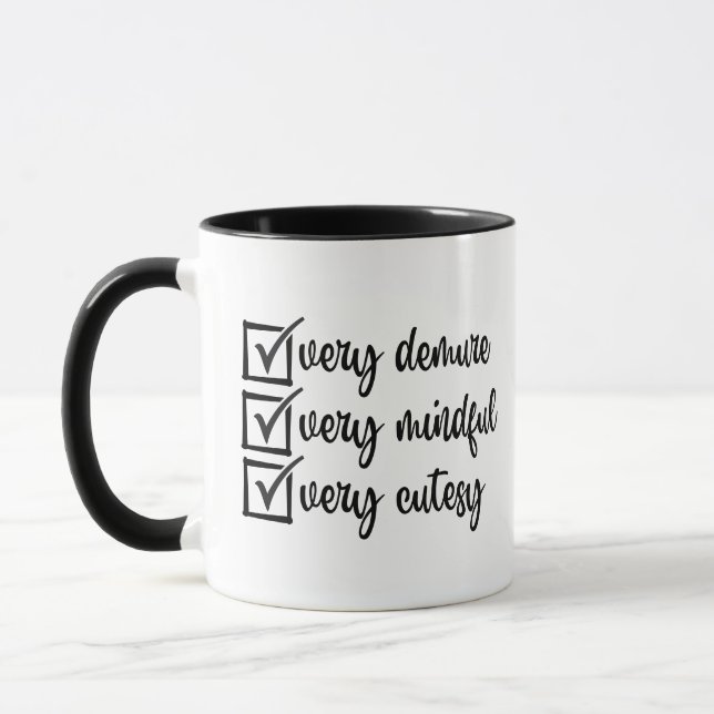 Mug Très Dépourvu, Très Minutieux, Très Cutesy (Gauche)