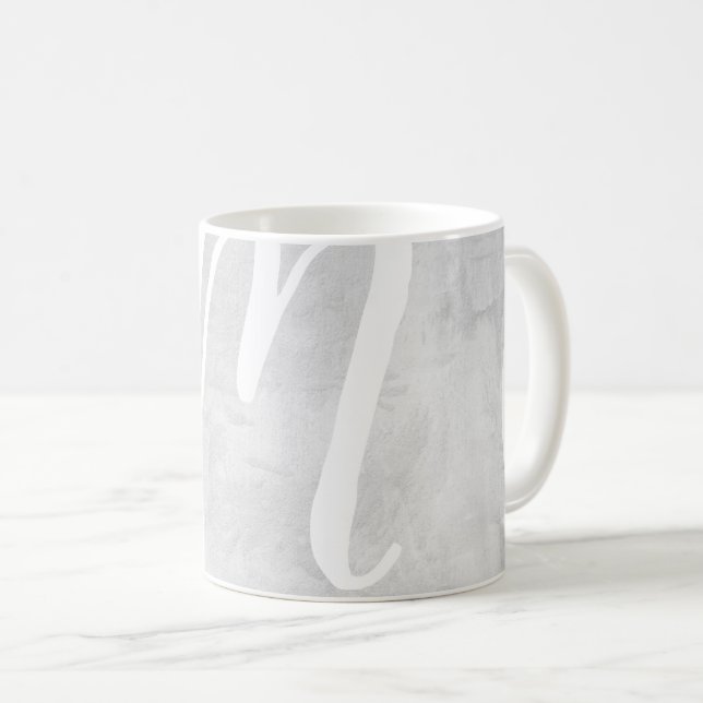 Mug Très grand Monogramme gris Stucco texture image Mu (Devant droit)