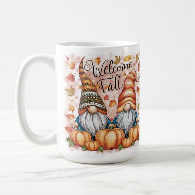 Mug Très mignon et amusant Bienvenue Gnomes d'automne  (Gauche)