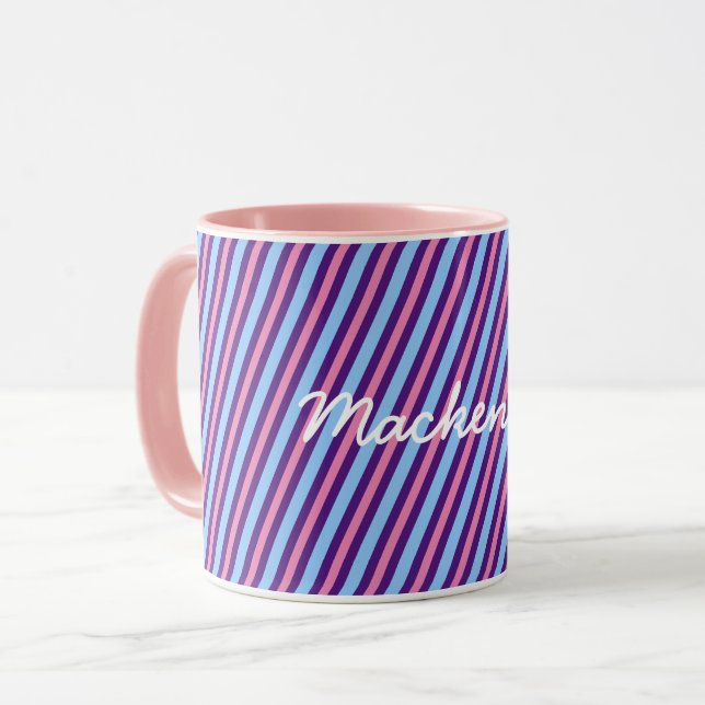 Mug Tri couleur amusant avec votre nom en texte blanc (Devant gauche)