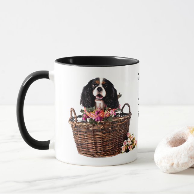 Mug Tri Couleur Cavalier King Charles Spaniel Chien Mu (Avec donut)